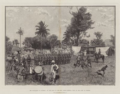 Die Besetzung von Burma, auf dem Weg zu den Rubinminen, Gesamtansicht des Lagers in Webong von Amedee Forestier